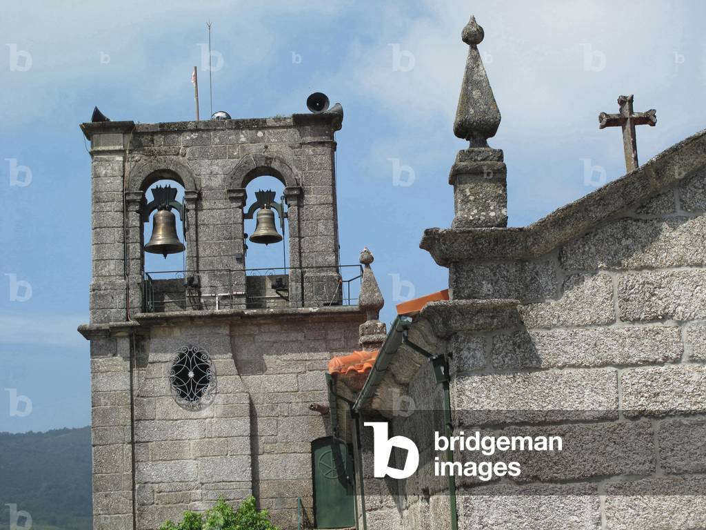 8868N Bell Tower of the Church of Aboim commune of Fafe region of Minho North of portugal July 2009