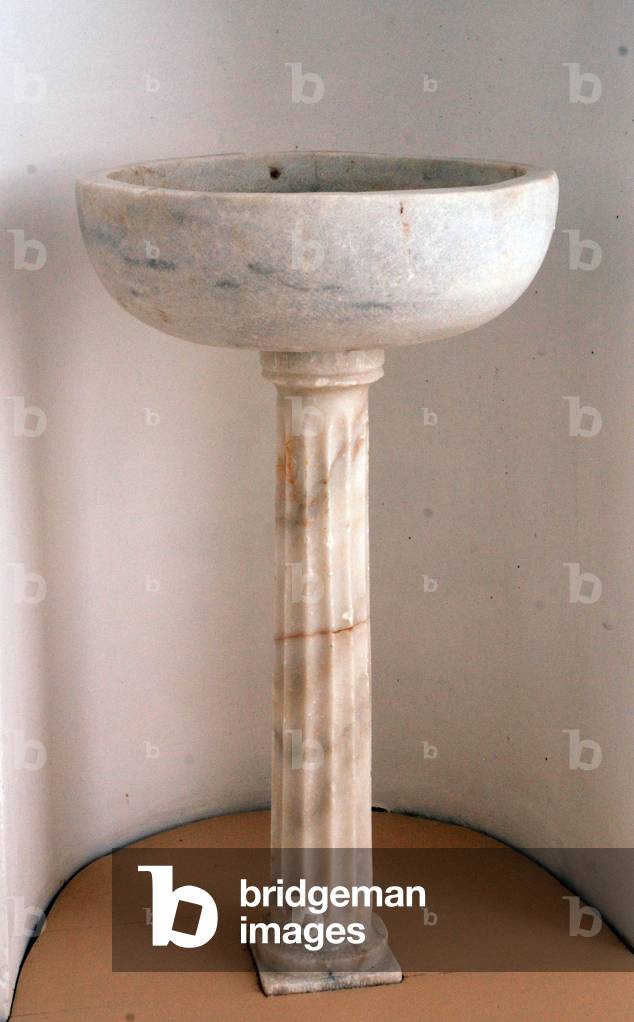 Marble basin from the Church of Mary, Mount Gerizim, West Bank (marble)