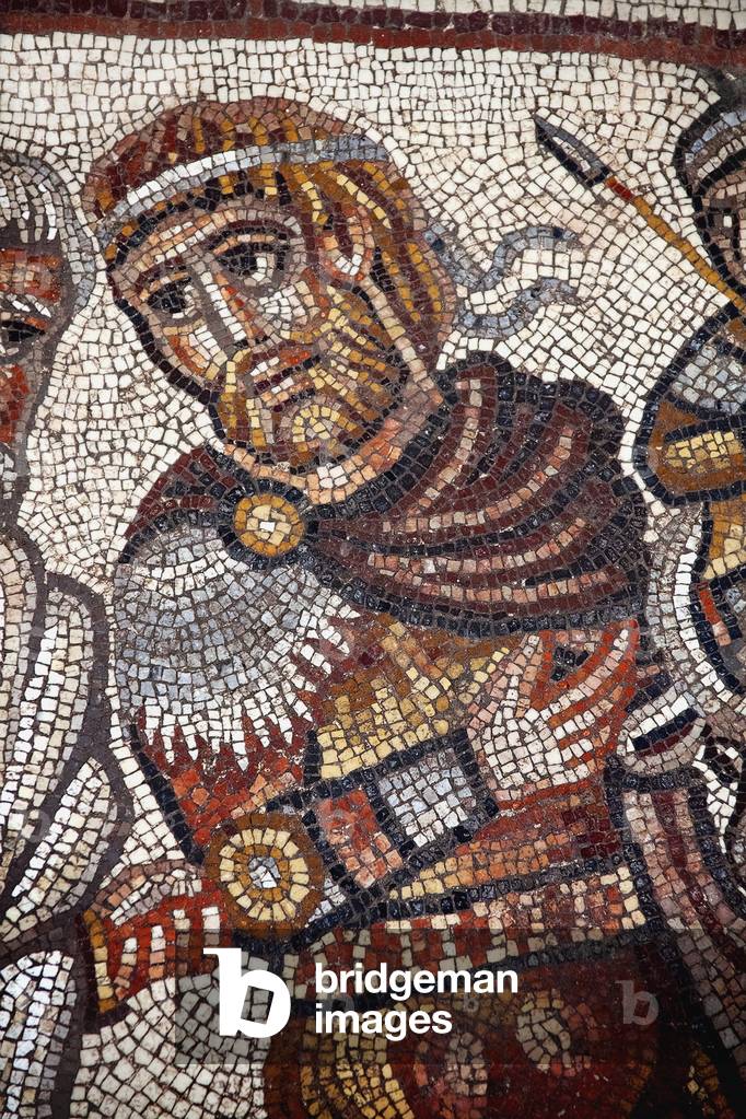 Huqoq synagogue mosaic, Alexander the Great ? 5th century (mosaic)