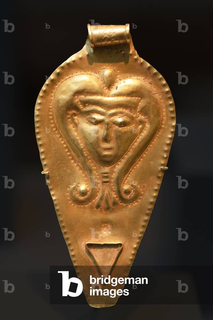 Pendant depicting goddess Astarte, Middle East, c.1500-1300 BC (gold)