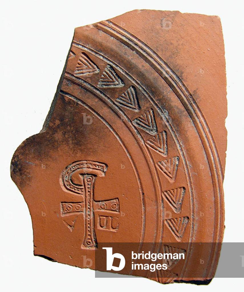 Pottery sherd with a combination of letters that forms an abbreviation for the name of Jesus Christ, North Africa, c.4th century AD (ceramic)