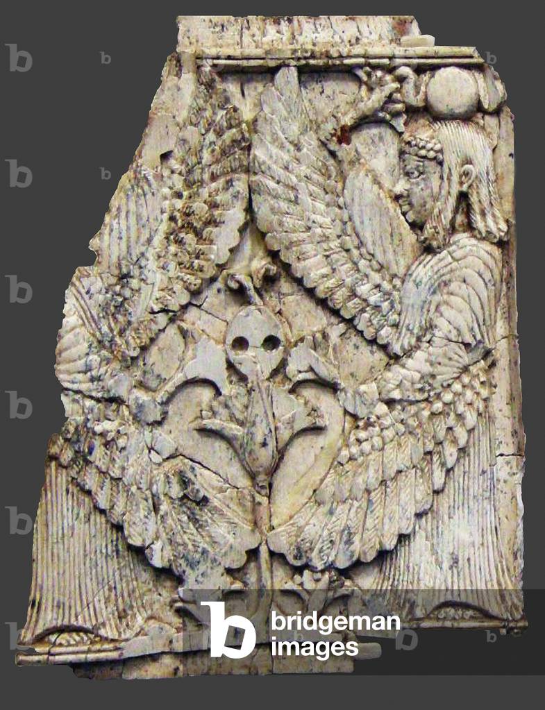 Plaque depicting winged creatures, Nimrud, Mesopotamia, 8th-7th century BC (ivory)