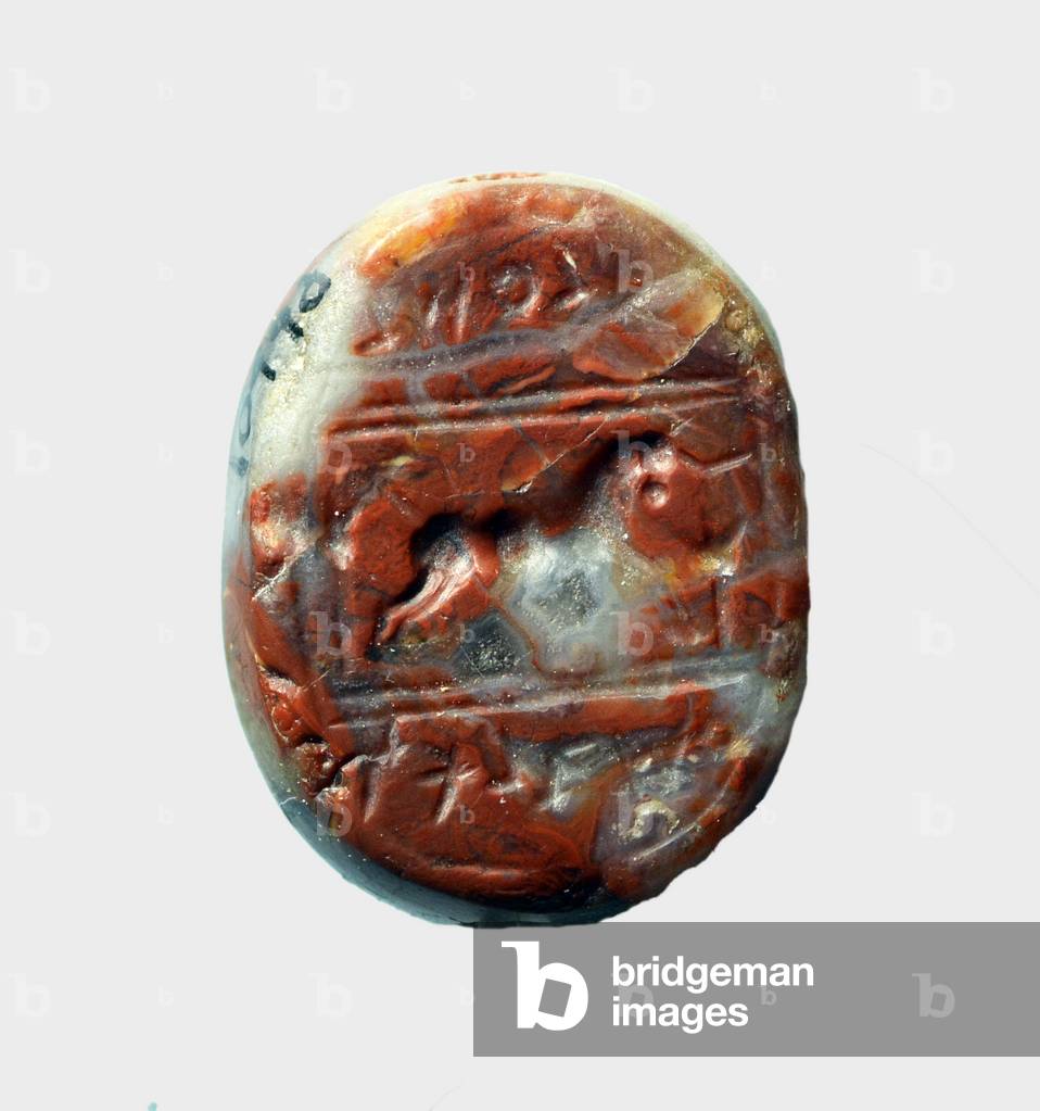 Ammonite seal decorated with a horned horse or bull, Transjordan, c.700-600 BC