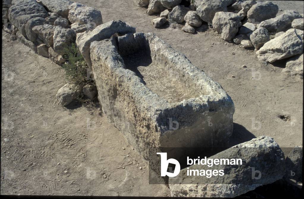 Stone carved feeding bucket (photo)
