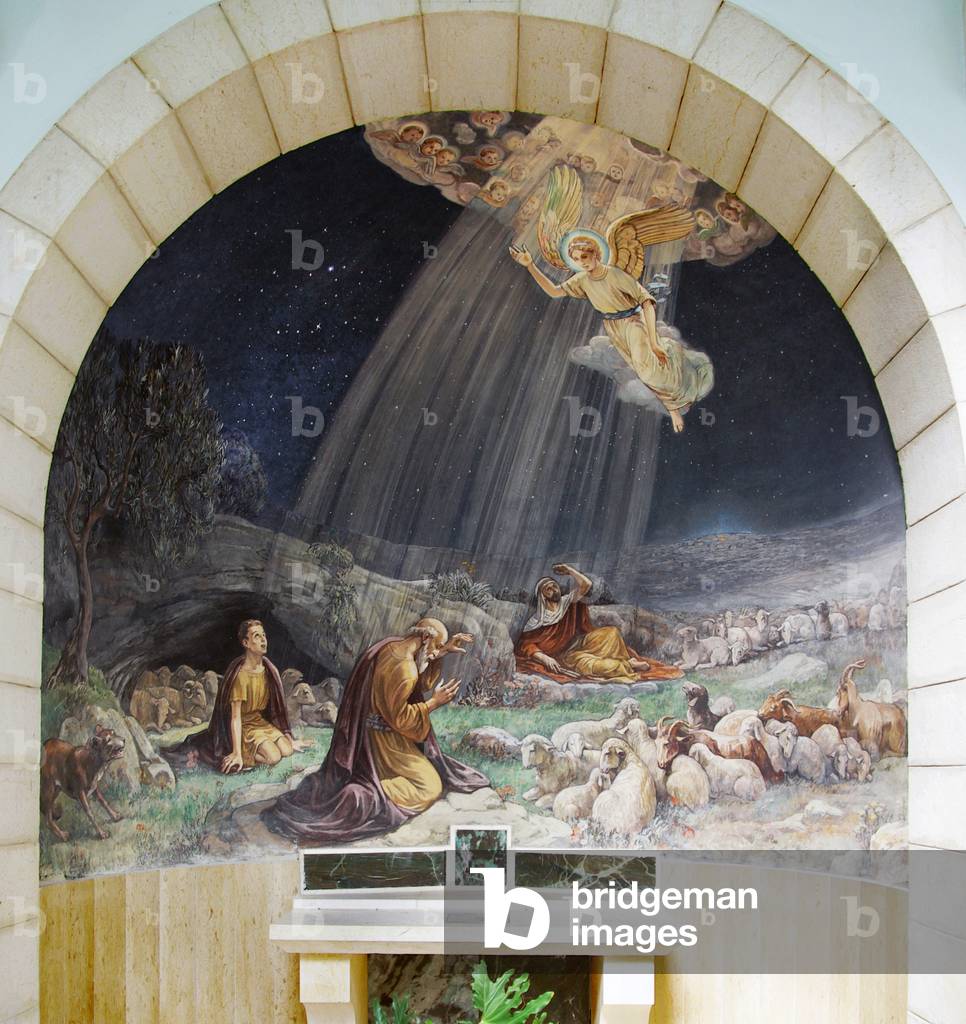 Angel of the Lord visits the Shepherds, Sanctuary of the Shepherd's Chapel, Bethlehem (fresco)