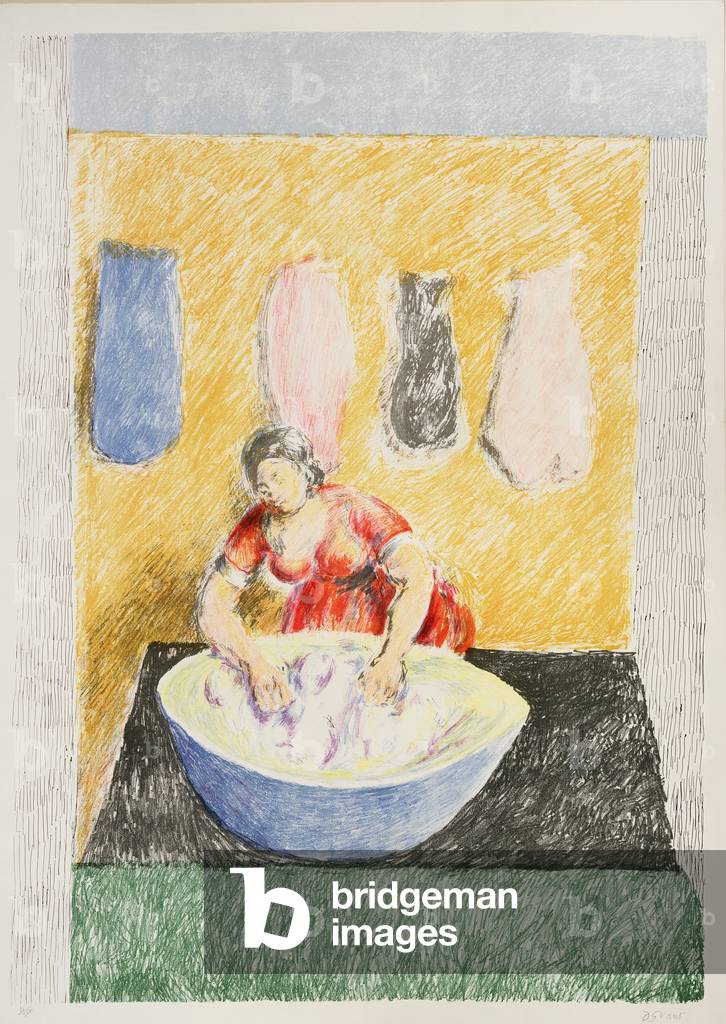 Washerwoman, 1974 (colour litho)