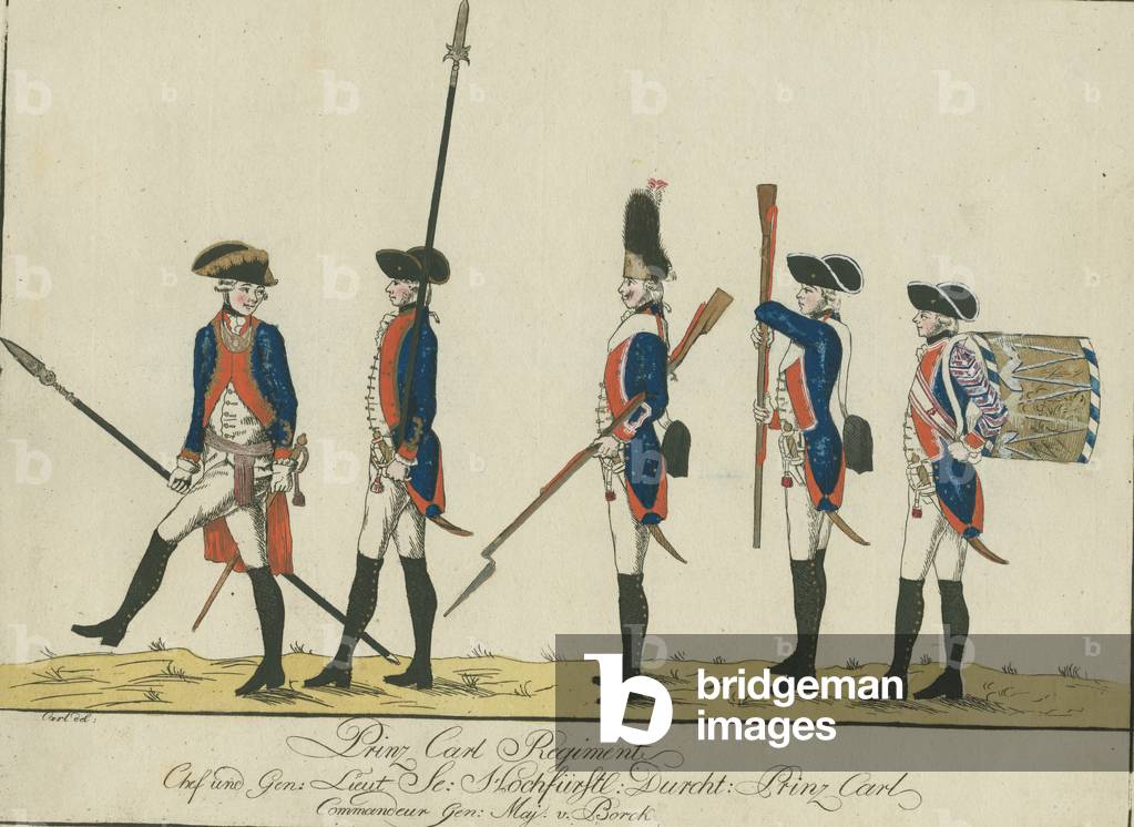 Prinz Carl Regiment, c.1784 (coloured engraving)