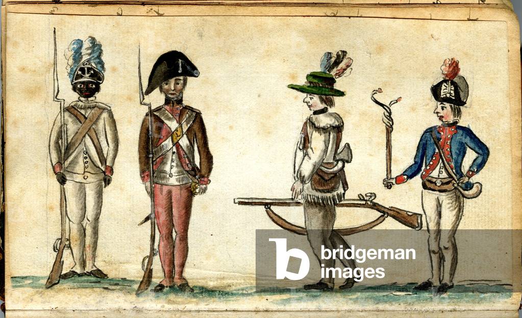 Soldiers in Uniform, 1781-84 (w/c on paper)