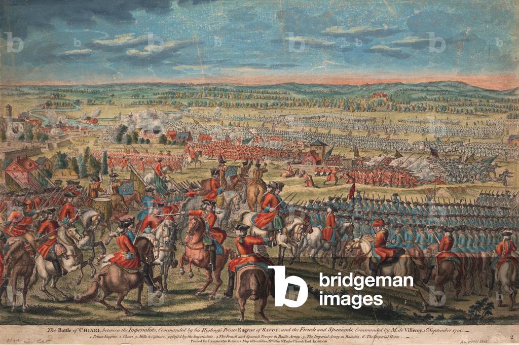The Battle of Chiari, 1701-02 (coloured engraving)
