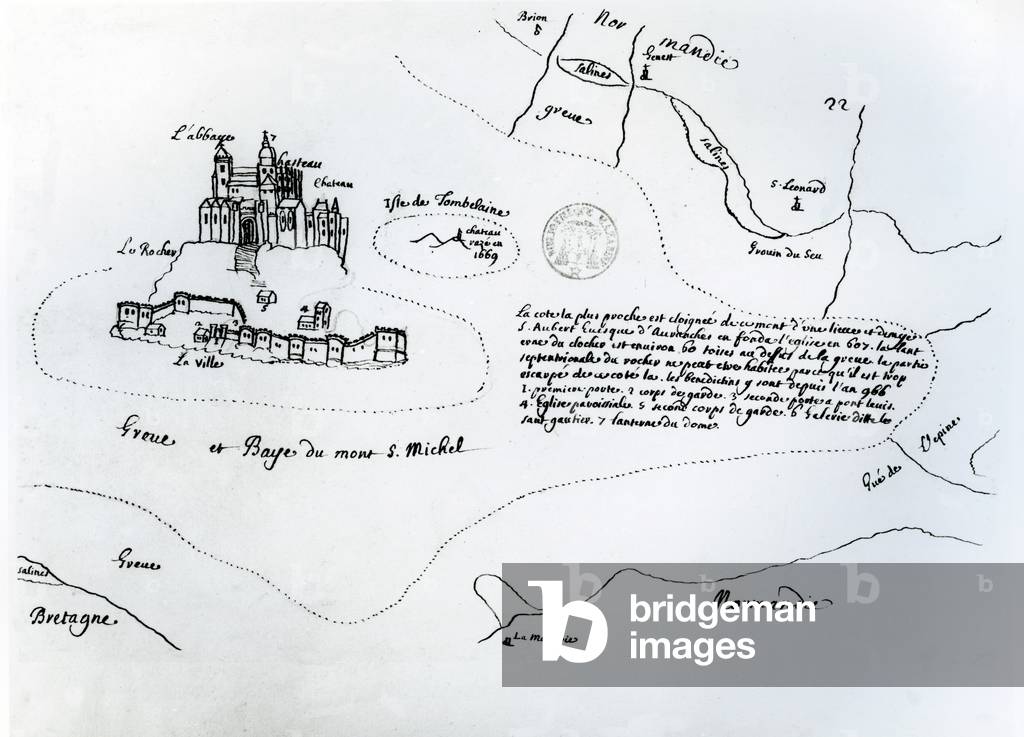 Map of the Bay of Mont Saint-Michel (pen and ink on paper)