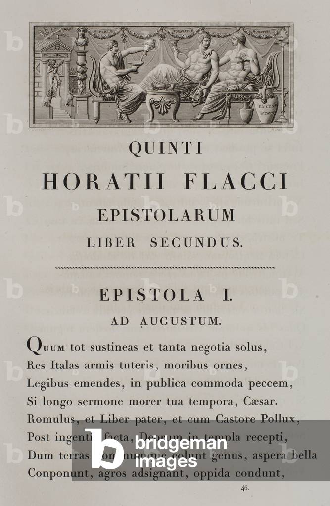 Page from 'Oeuvres d'Horace', published by Firmin Didot, illustrated by Charles Percier, Paris, 1799 (engraving)