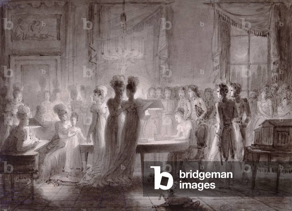 The Sala Meridiana at the Pitti Palace, 1813 (pen & ink on paper)