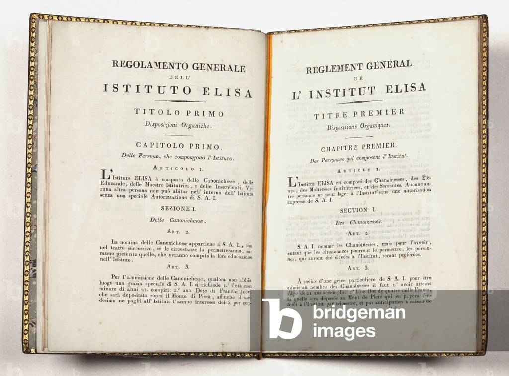 General Regulations of the Instituto Elisa at Lucca, given at Lucca, July 14, 1811 (print)