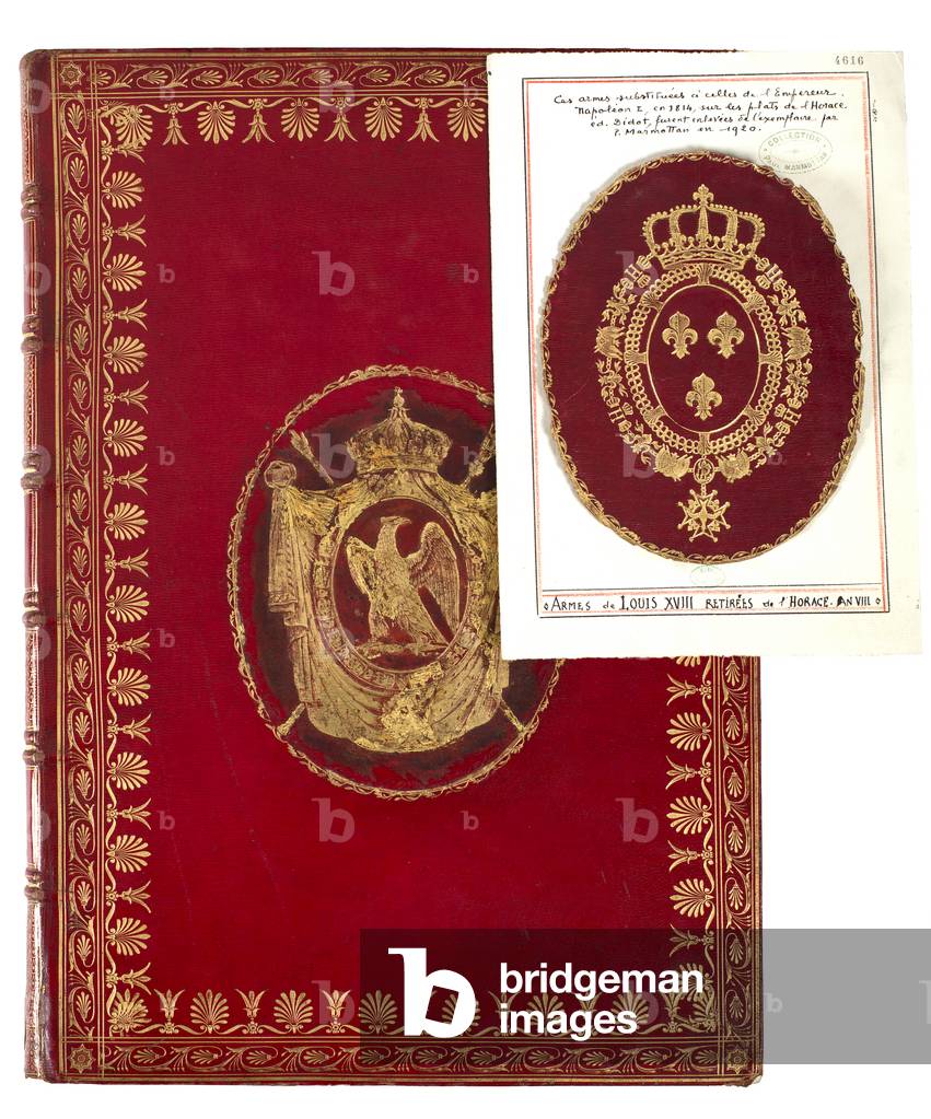 Cover of Livre II des Lettres Epistolarum, from 'Oeuvres d'Horace', published by Firmin Didot, illustrated by Charles Percier, Paris, 1799 (leather)