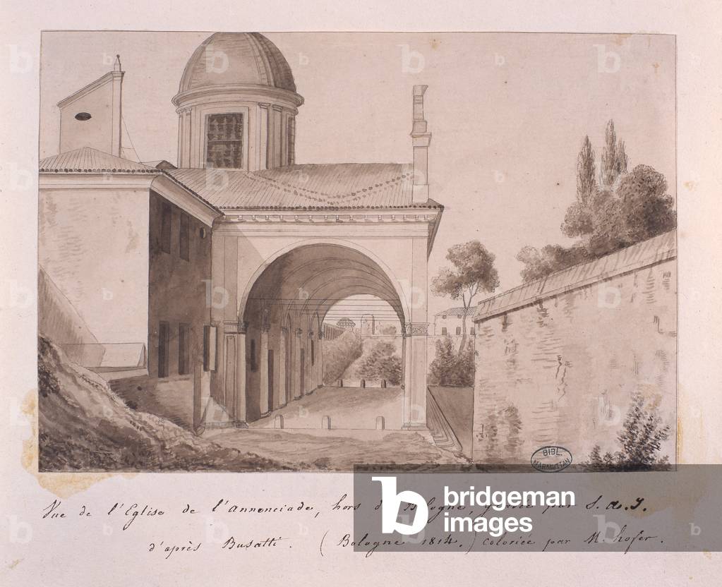 View of the Church of the Annunciation, Bologna, after Busatti, 1814 (engraving)