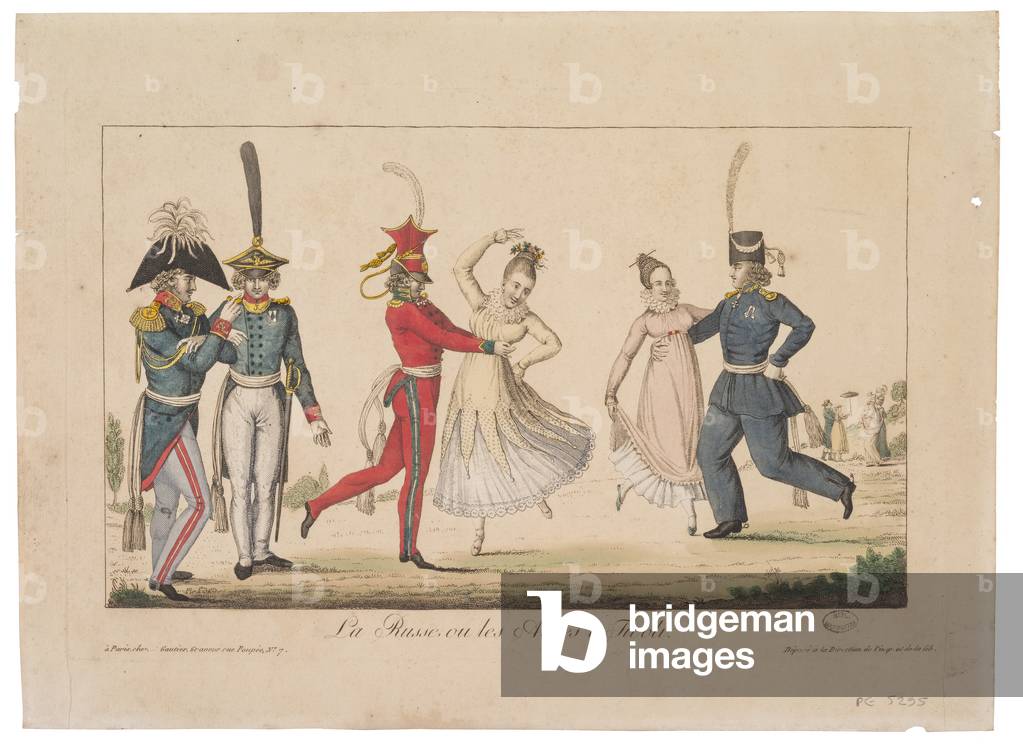 Les Russes ou les Allies a Tivoli, 1815 (colour litho)
