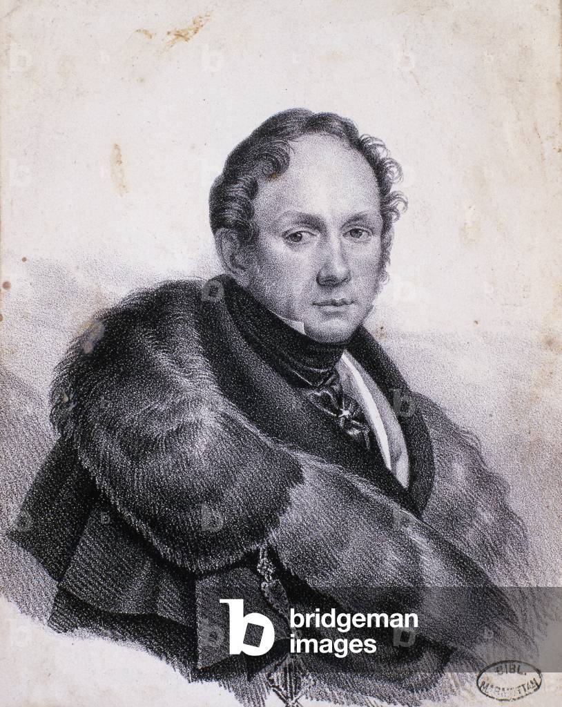 Portrait of a man with a fur coat (litho)