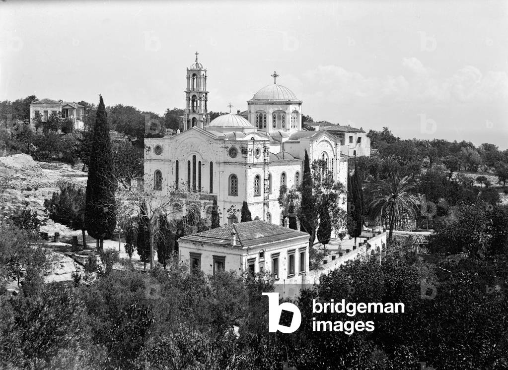 The Church of Agios Georgios, Vrondados (b/w photo)