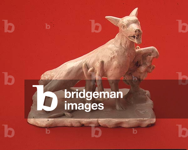 Bow white figure of a fox modelled after J.B. Oudry, c.1750 (ceramic)