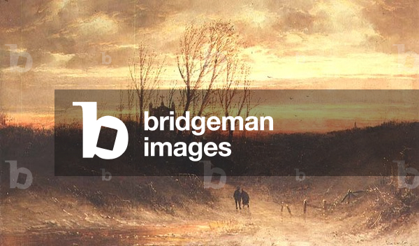 A wooded landscape at evening