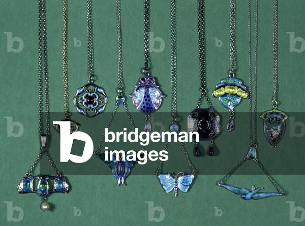 A collection of silver, enamel and gilt Art Nouveau necklaces, including designs by Charles Horner, 1908-15