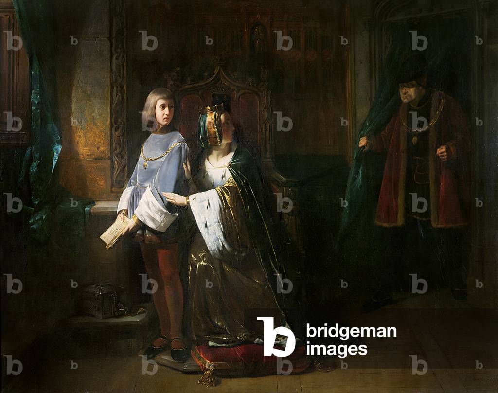 Louis XI of France surprising the Queen instructing the Dauphin contrary to his will (oil on canvas)