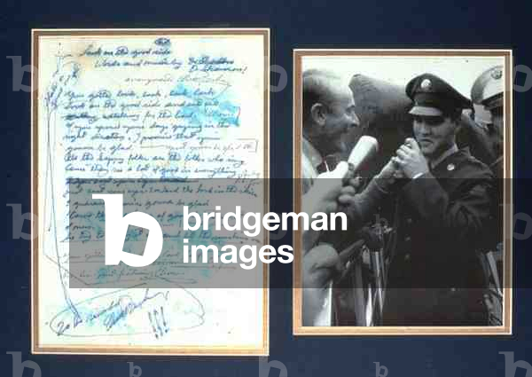 'Look On The Good Side', full page lyric handwritten by Elvis Presley (1935-77) (pen, ink and photograph)