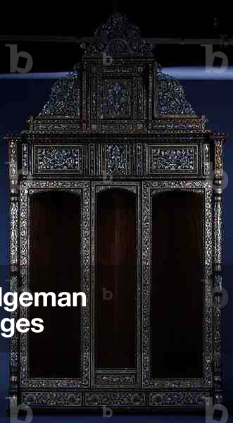Damascus Display Cabinet (wood, carved glass and mother of pearl inlay)