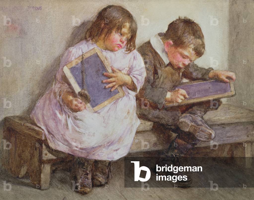 'Kept in', 1905 (w/c on paper)