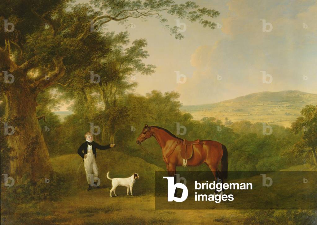 Portrait of a Boy, a Terrier and a Chestnut Pony