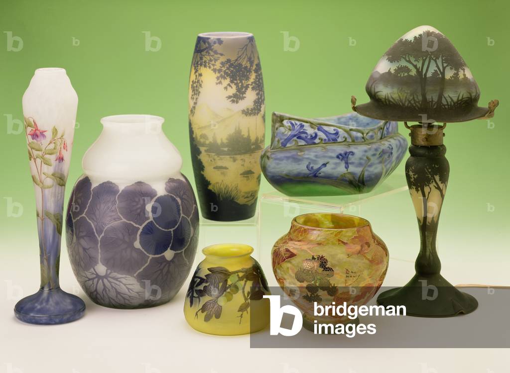 Selection of Daum and Galle cameo vases