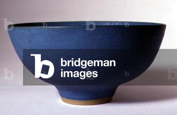 A blue stoneware bowl (ceramic)