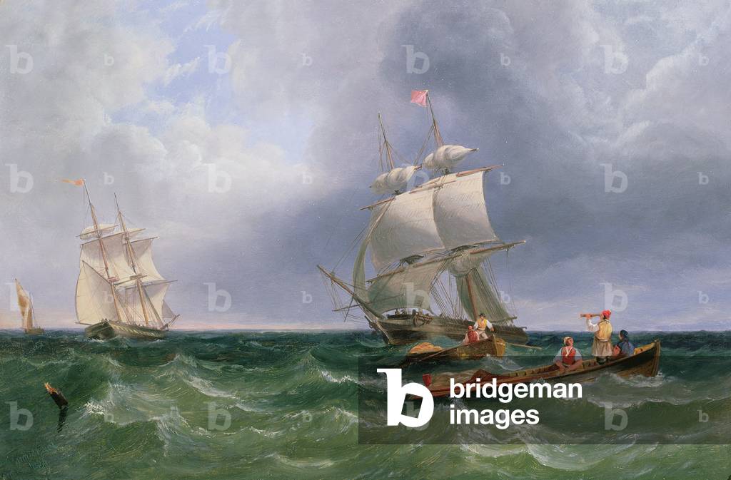 Shore Parties Disembarking, Brigs in a Swell Beyond