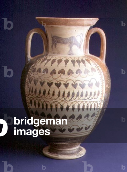 Amphora with design of a grazing stag on the neck, Etruscan, 6th century BC (pottery)
