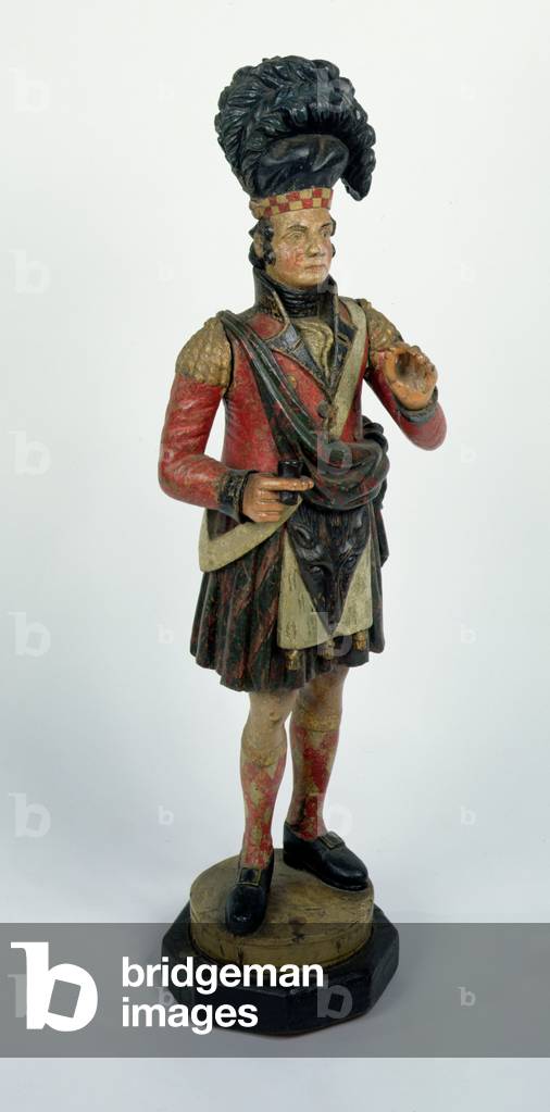 Painted wooden snuff or tobacco figure of a Scotsman