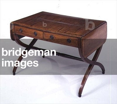 Regency sofa table in boxwood and ebony (rosewood)