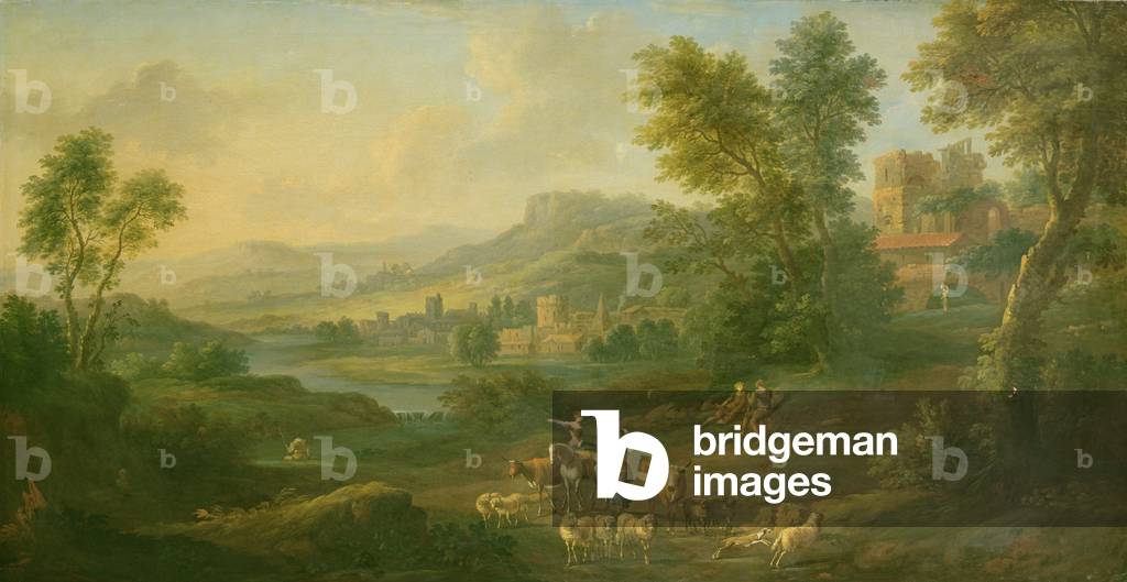 Drovers and Shepherdesses in an Idyllic Pastoral Landscape