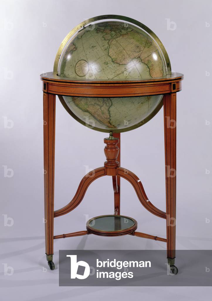 A Regency Terrestrial Library Globe on Mahogany stand, 1806 (mixed media)