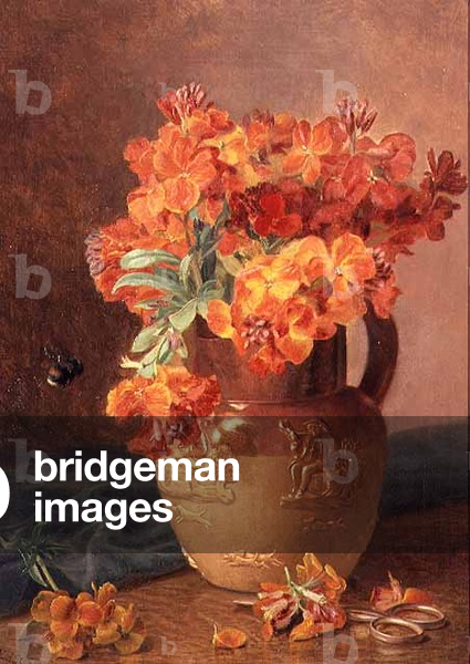 A Still Life with Wallflowers in a Stoneware Jug