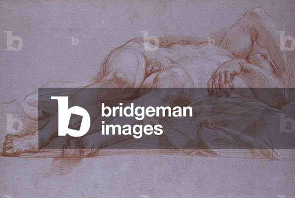 Study for the Figure of Sisera, chalk on paper, c.1680: preliminary drawing for the mosaic of Jael and Sisera for the Chapel of the Presentation in St Peter's, Rome.