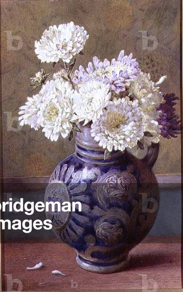Chrysanthemums in a stoneware jug (w/c)