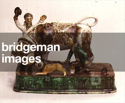 A Staffordshire Pottery Bull-Baiting Group (ceramic)