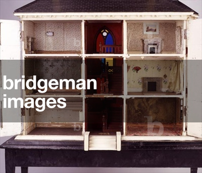 'Ivy Lodge', a rural style dollshouse, interior view, English, 1886 (mixed media) (see also 125234)