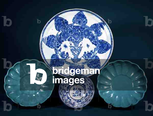 Dishes showing Chinese influence on Islamic pottery, Persian (glazed pottery)