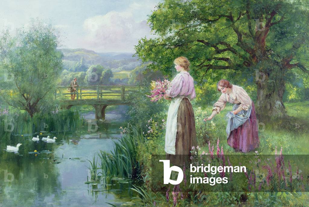 Girls Collecting Flowers