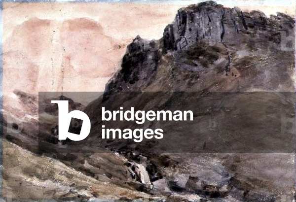 Eagle Crag, Borrowdale, 1806 (verso) (pencil and watercolour)