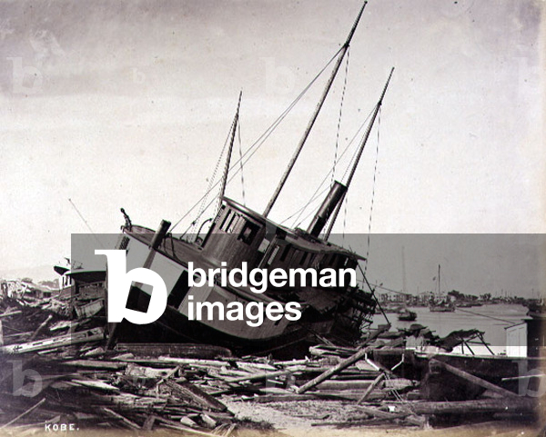 View of Kobe after an earthquake , 1870s (albumen print)