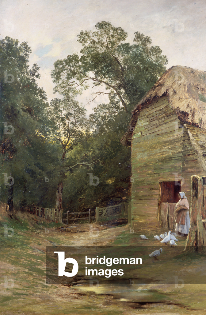 A Surrey Farmyard (oil on canvas)