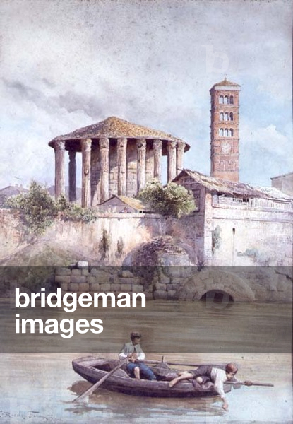 The Temple of Hercules from the River Tiber, Rome (w/c)