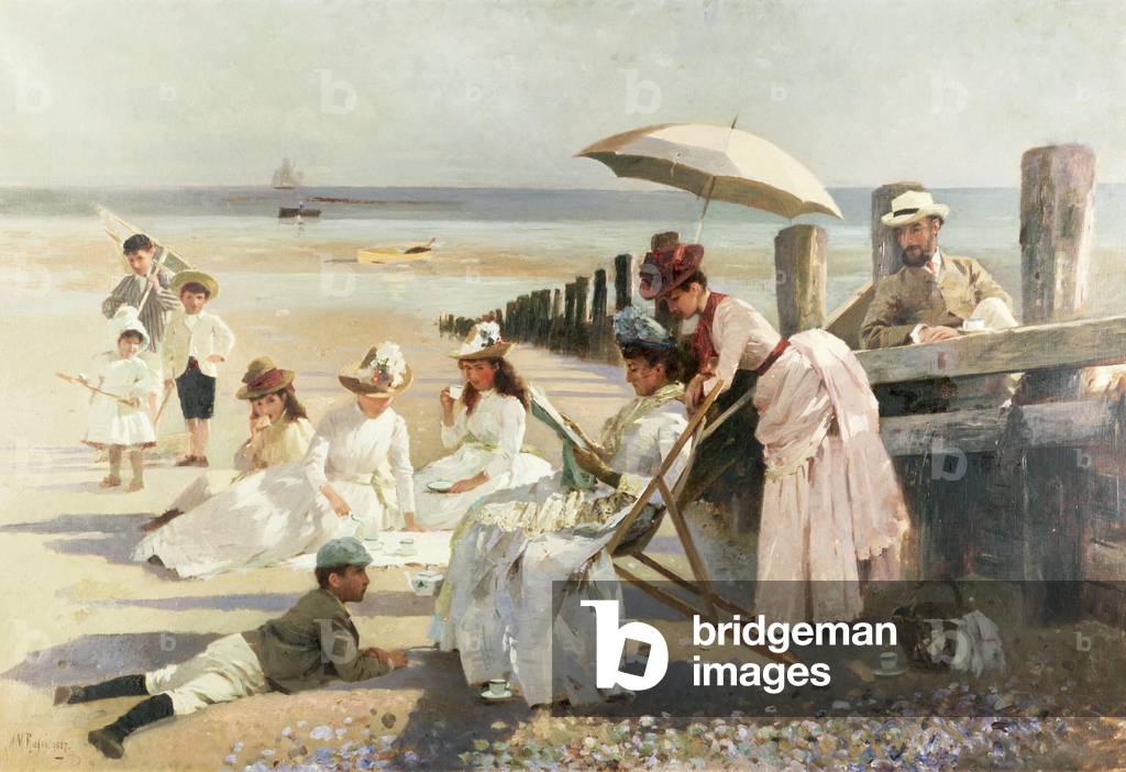 On the Shores of Bognor Regis - Portrait Group of the Harford Couple and their Children, 1887